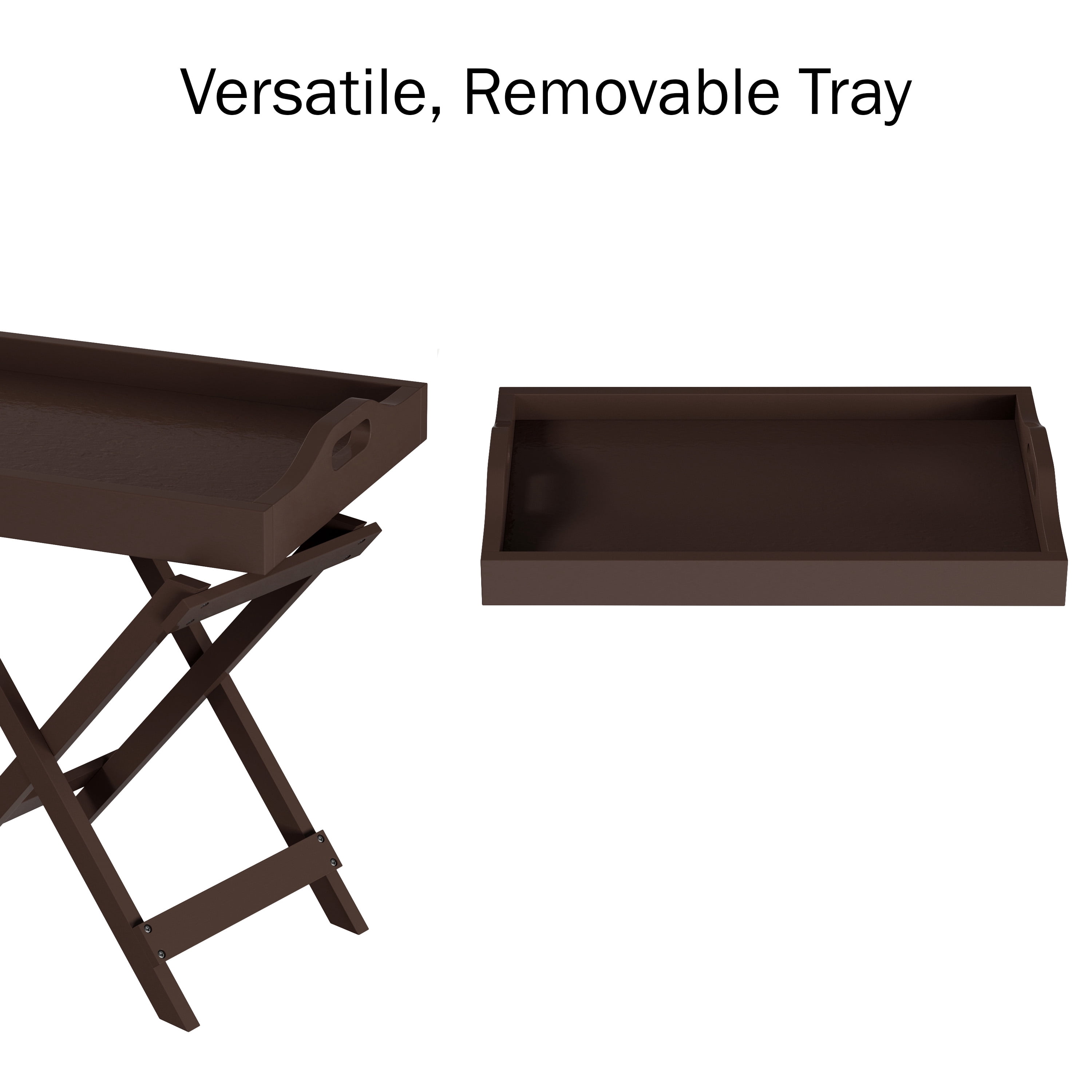 Lavish Home 23-inch End Tables Set of 2 – Folding Tray Table with Removable Top (Brown)