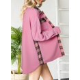 thumbnail image 4 of Womens Waffle Knit Plaid Shacket Boyfriend Button Down Shirt Jacket Loose Long Sleeve Tops, 4 of 4