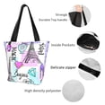 thumbnail image 6 of Gaeub Eiffel Tower and Hearts Printed Tote Bag Grocery Bag Reusable Shoulder Bag with Zip for School Kitchen Park DIY, 6 of 9