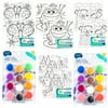 Hello Hobby Canvas Art Painting Pack, Includes 8 Pre-Printed Canvases 5” x 5” Each, 24 Acrylic Paints, 2 Mini Paint Brushes