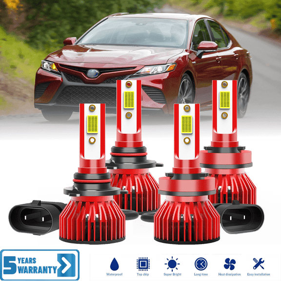 Fit for Toyota Camry 2007-2018 – 9005 H11 LED Headlight Combo 4 Pack, 6,500K Cool White 30,000LM Super Bright, Premium LED High Low Beam Lamp Upgrade Set