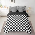 thumbnail image 2 of Manfei Black White Checkered Twin Bedding Sets 7-Piece, Modern Buffalo Plaid Bedding Comforter Set, Abstract Geometric Reversible Sheet Sets, Ultra Soft Home Decor, 2 of 7