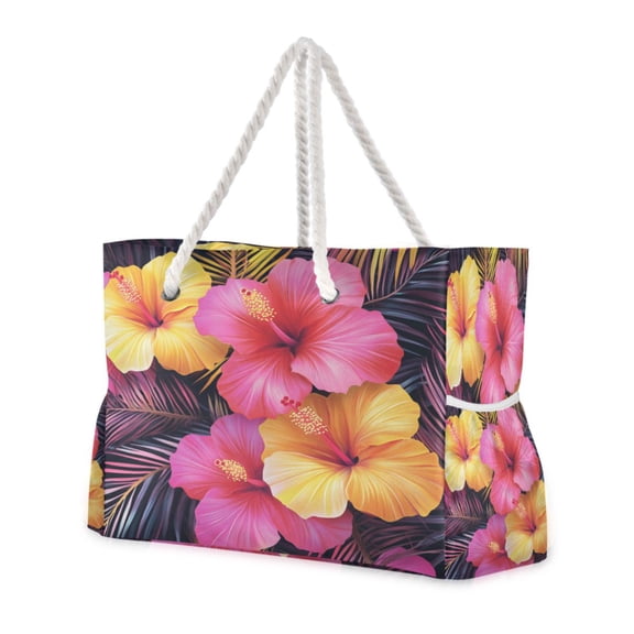 DIXRUYEE Beach Cooler Travel Tote Bags Beach Bag Fashion Vibrant Tropics Printed
