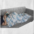 thumbnail image 6 of Sea Animals Soft Flannel Fleece Throw Blanket, Aquatic Dolphin Leaf Ornamentals Abstract Artwork Playful Fish, Cozy Plush for Indoor and Outdoor Use, 50" x 70", Blue White, by Ambesonne, 6 of 6