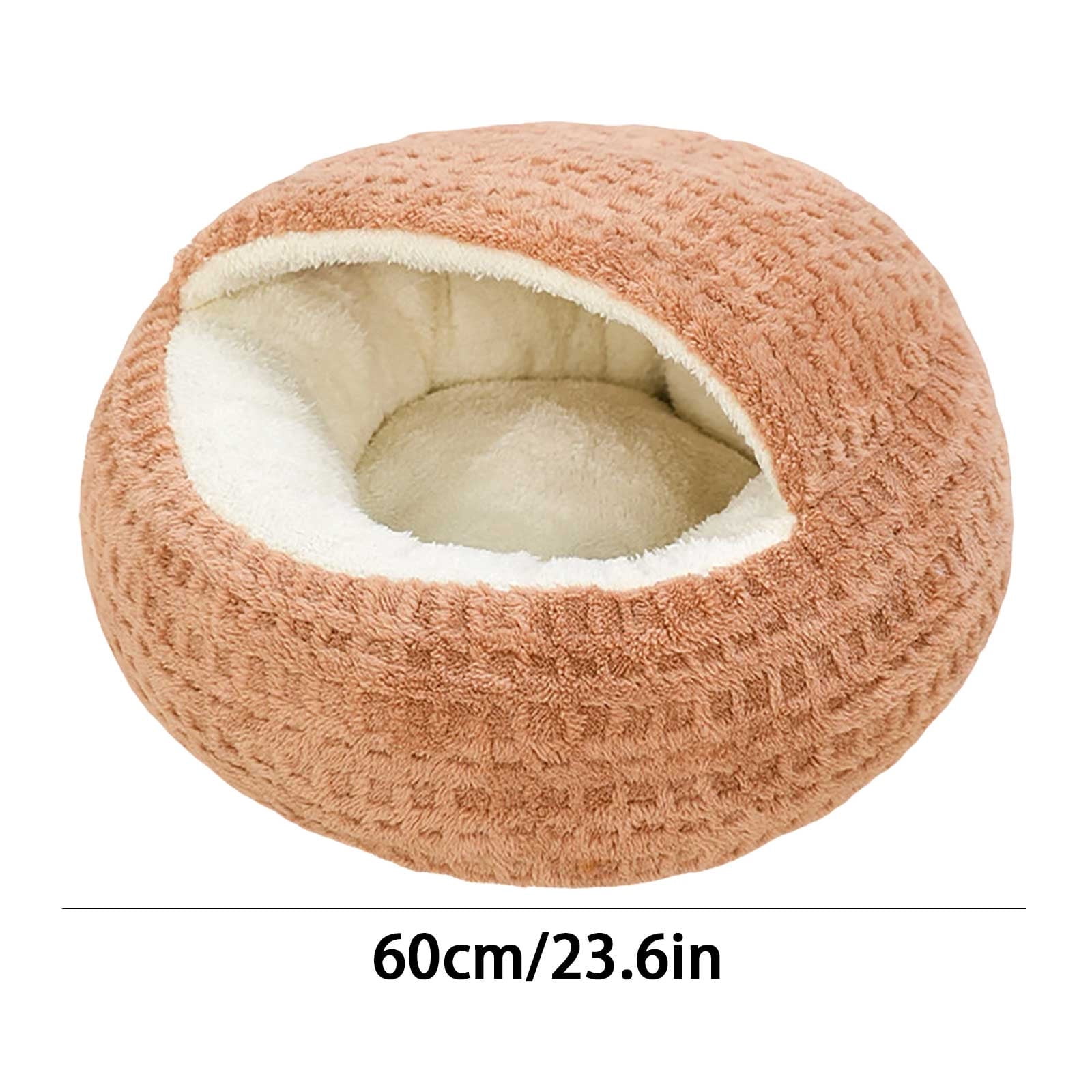 Moocorvic Winter Cat Bed, Round Plush Hooded Bed Cave for Indoor Cats or Small Dog, 23.6 Inch(L)