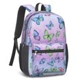 thumbnail image 2 of Purple Butterfly Flower Pattern 17" Waterproof Oxford School Backpacks for Teens, S-Shape Padded Straps, for School, Travel, Hiking, Camping, 2 of 3