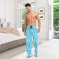 thumbnail image 7 of Sky Blue Swirl Men's Lightweight Pajama Bottoms Stretch Elastic Waist Side Pockets Spring Fall, 7 of 7