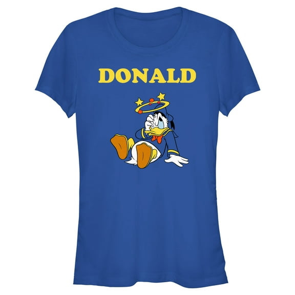 Junior's Mickey & Friends Donald Duck Stars  Graphic Tee Royal Blue X Large