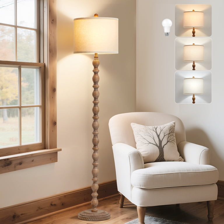 Natyswan 62" Farmhouse Floor Lamp With Linen Shade photo 1