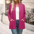 thumbnail image 2 of Fiaer Long Cardigans Sweaters for Women Plus Size Long Sleeve Solid Color Lightweight Fashion Open Front Tops with Pockets Hot Pink XXL, 2 of 4