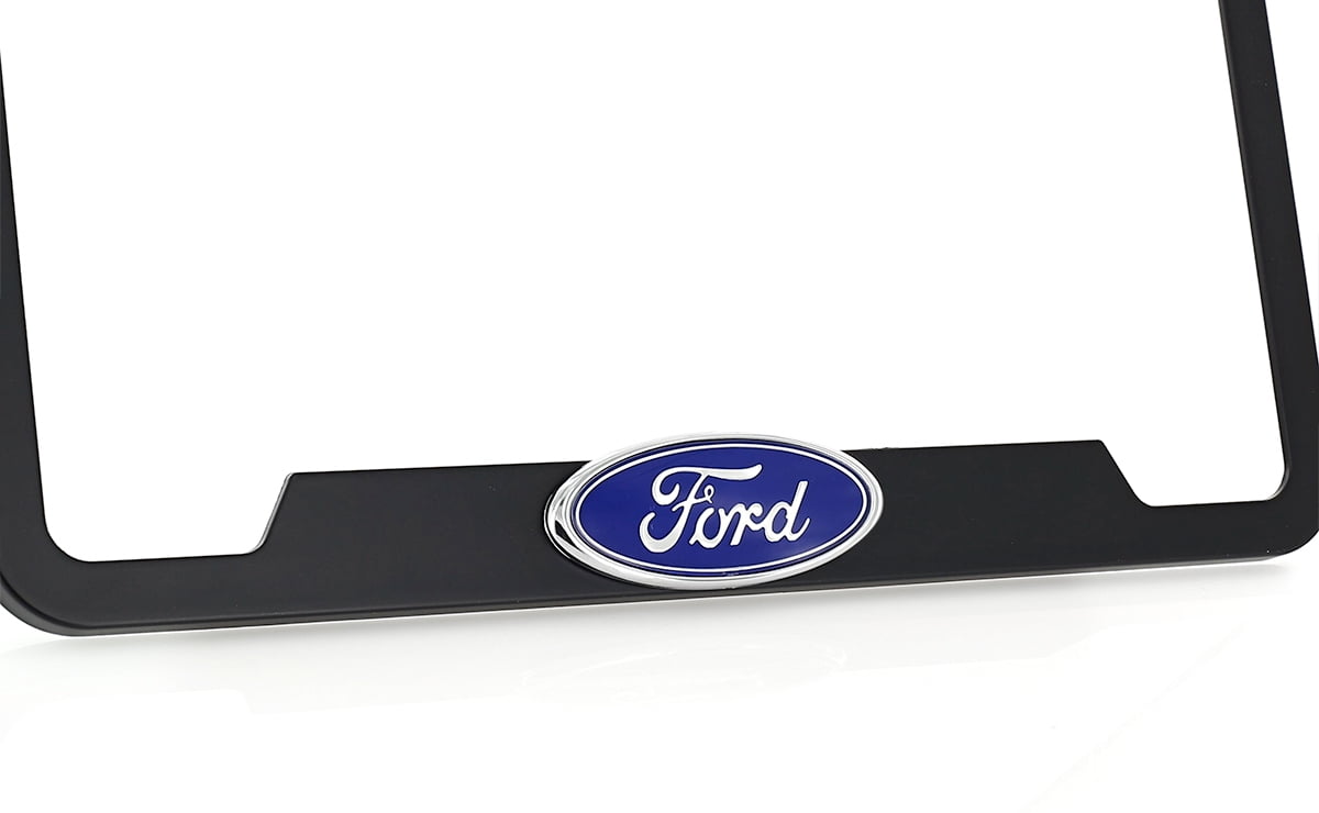 Ford 3D Badge Logo Black ABS Plastic License Plate Frame Holder 2 Hole