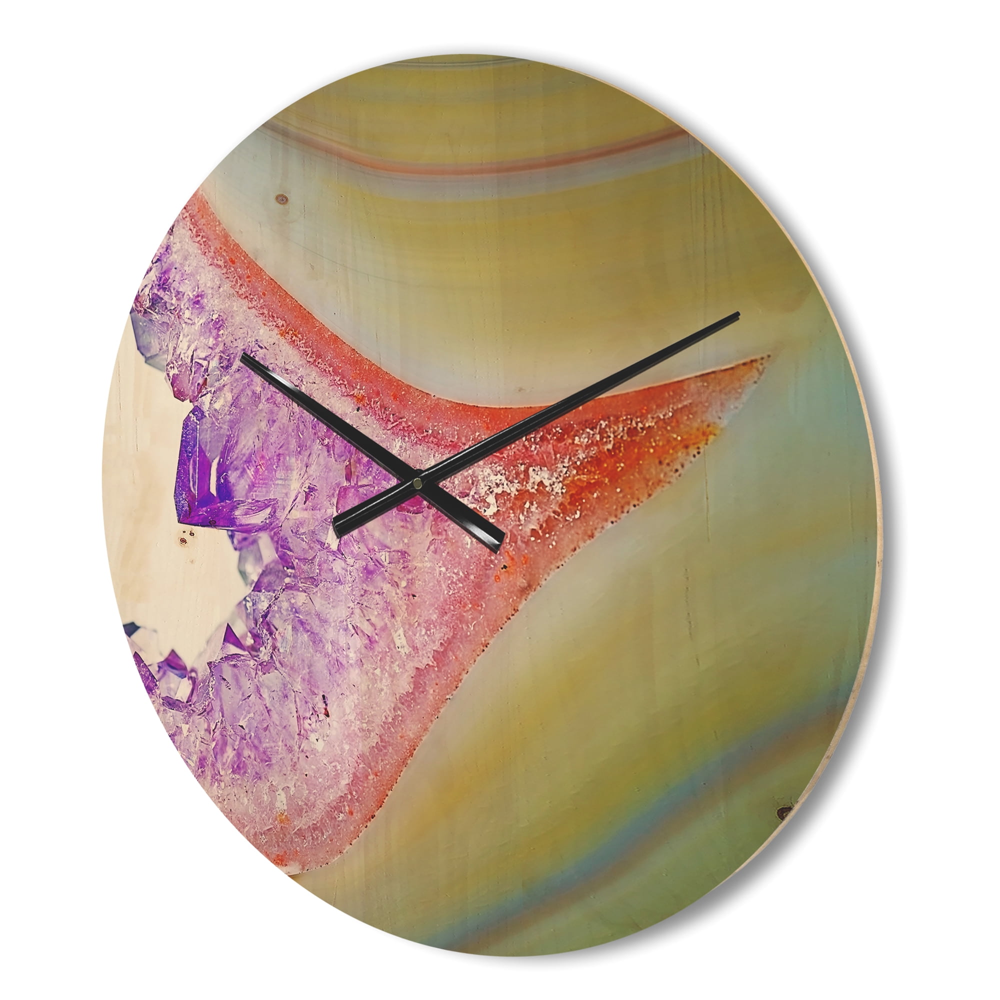 Designart 'Close Up Natural Agate' Modern Wood Wall Clock