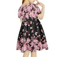 thumbnail image 3 of Yuyamidu Cherry Blossom Short Sleeve for Kids Girls Summer Midi Length Causal Dresses for Teens 11-12 Daily Life Vacation Tour Twirl Swing Dresses Beach Dress, Pink, 3 of 6