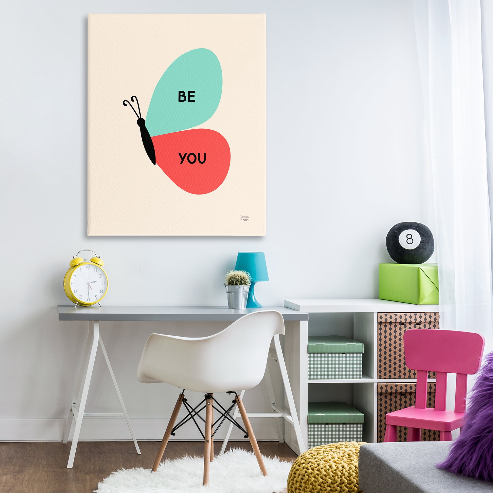 Stupell Industries Be You Simple Butterfly Animals Painting Wrapped Canvas Art Print Wall Art, 36 x 48
