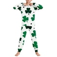 thumbnail image 4 of Girls St Patricks Outfit Sets Green Shamrock Print 2-Piece Outfit Sets Long Sleeve Soft Holiday Outfit Sets for Kids 4-12 Years,Size 13 T, 4 of 9