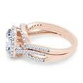 thumbnail image 4 of AFFY Moissanite Diamond Halo Ring Twist Split Shank Engagement Bridal Ring Set 14K Rose Gold Over Silver-7.5, 4 of 7