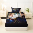 thumbnail image 4 of Homewish Watercolor Nature Tree Twin Sheets,Navy Stars Galaxy Bedding,3-Piece,1 Flat Sheet,1 Fitted Sheet and 1 Pillowcase, 4 of 6