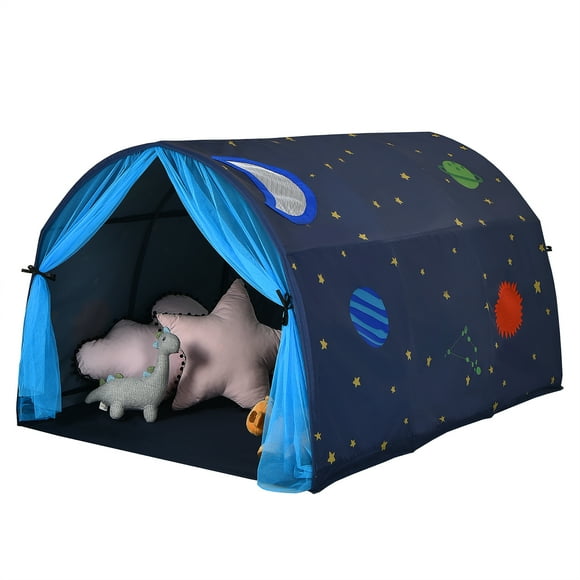 Carpa para Cama para Niños Costway Tienda Túnel de Juego Pop Up Portátil Azul 144 x 102 x 82 cm