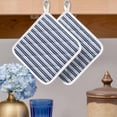 thumbnail image 2 of Navy Blue Striped Pot Holders for Kitchen Heatproof Potholder, 5 Pack Farmhouse Striped Geometric Art Hot Pads Multipurpose Oven Pads Cloth Potholders Trivet for Cooking Baking, 2 of 8