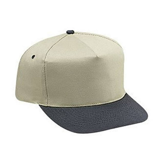 Cotton Twill Five Panel Pro Style Caps Two Tone, Khaki Black