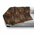 thumbnail image 2 of Geometric Soft Flannel Fleece Throw Blanket, Style Geometric Folk Design Geometric Floral Motifs Print, Cozy Plush for Indoor and Outdoor Use, 50" x 60", Pink Green and Brown, by Ambesonne, 2 of 5