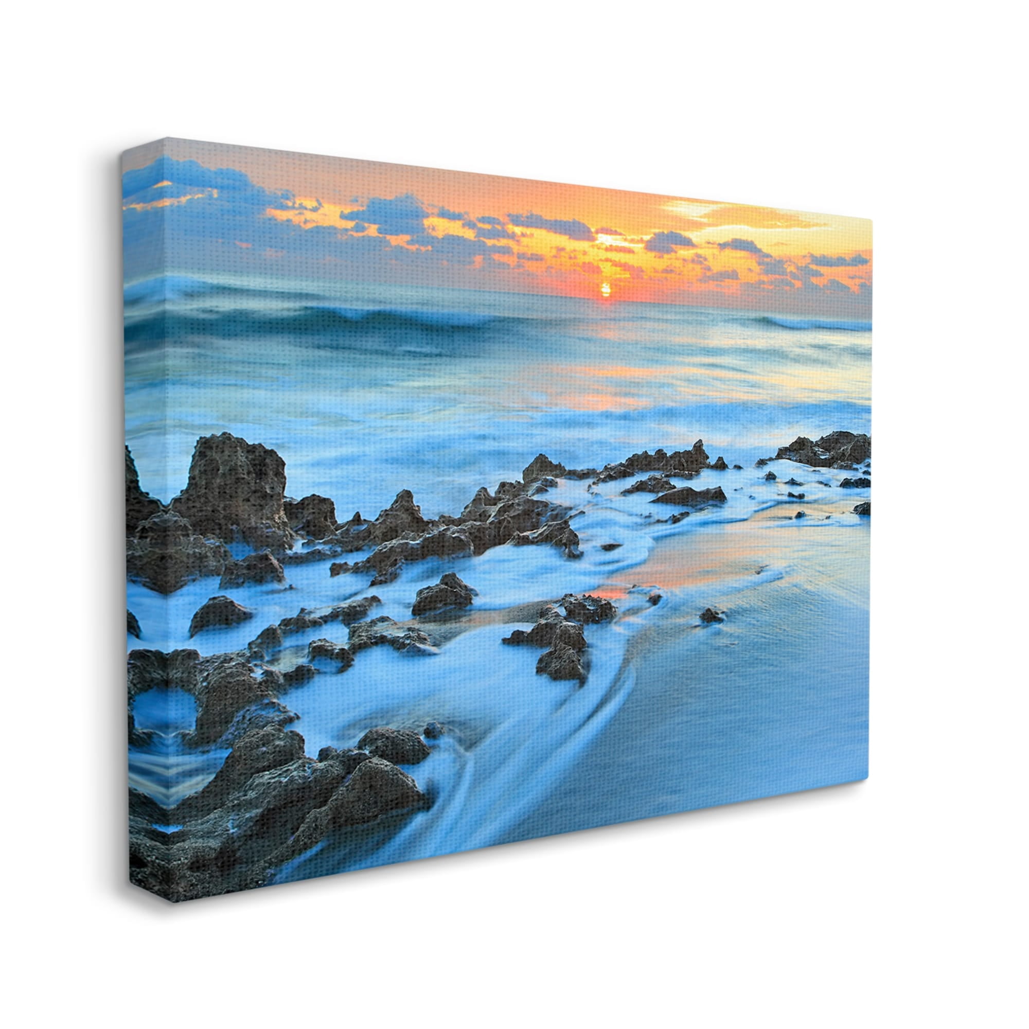Stupell Industries Bumpy Seashore Dawn Bubbly Beach Sundown Skies,40 x 30, Design by Patrick Zephyr