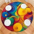 thumbnail image 2 of Colorful Circular Pattern Round Fitted Tablecloth with Elastic Edge,Dining Table Cover Waterproof,Outdoor Round Tablecloth for Camping,Dining,Indoor and Outdoor, 2 of 7