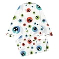 thumbnail image 4 of Yuncity Girls Pajamas Halloween Print Down Collar Long Sleeve Long Sleepwear Casual Home Outfit Comfortable Pjs Loungewear Kids Nightwear Size 13-14 Years White, 4 of 5