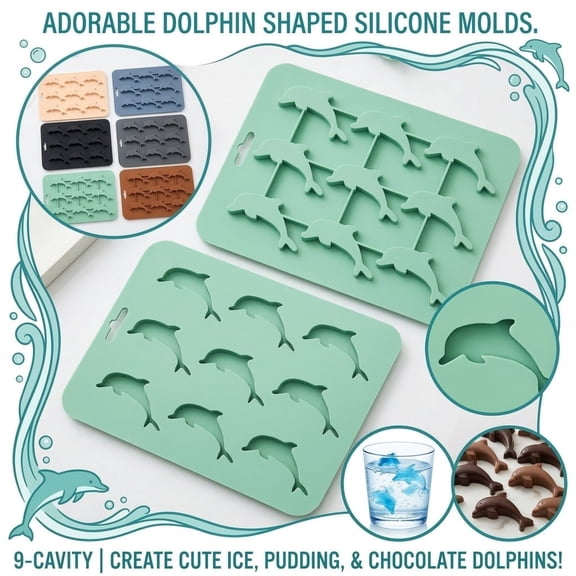 Silicone Chocolate Mold Dolphin Shaped 9 Cavity Silicone Ice Cube Tray for Freezer Silicone Ice Mold for Baking Chocolates Candies Frozen Treats Shop Now