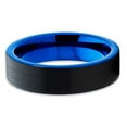 thumbnail image 2 of Tungsten Wedding Band Black & Blue Tungsten Ring 6mm Tungsten Carbide Ring Brushed Men & Women Comfort Fit, 2 of 3