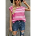 thumbnail image 2 of Striped Knit Sleeveless Sweater Tank Top Round Neck Transitional Style Rose Gold X-Large, 2 of 5