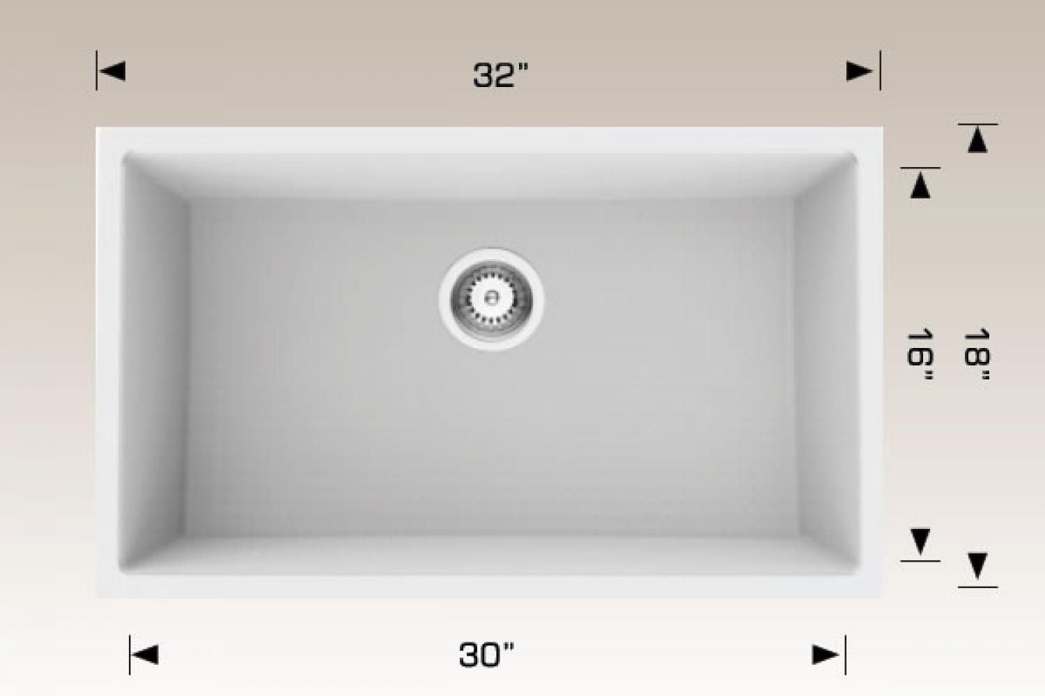 American Imaginations 32 pouces. W Évier de cuisine composite en granit blanc approuvé CSA avec 1 bolAI-34546