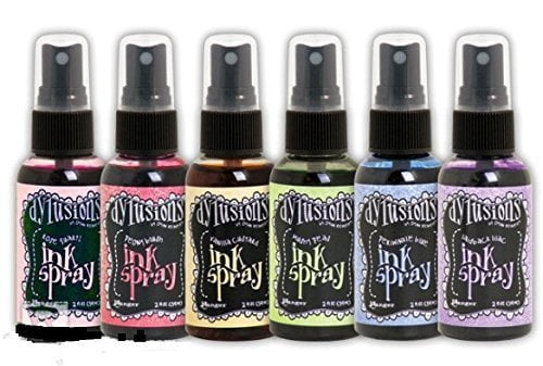 Dylusions Spray Bundle - Laidback Lilac, Mushy Peas, Peony Blush, Periwinkle Blue, Rose Quartz, Vanilla Custard with Trebbies Detail Sticks