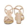 thumbnail image 5 of BLISSFUL STEP Glitter Sparkly Heels Crisscross Strap Chunky Heel Sandals for Women Gold (Size 9), 5 of 6