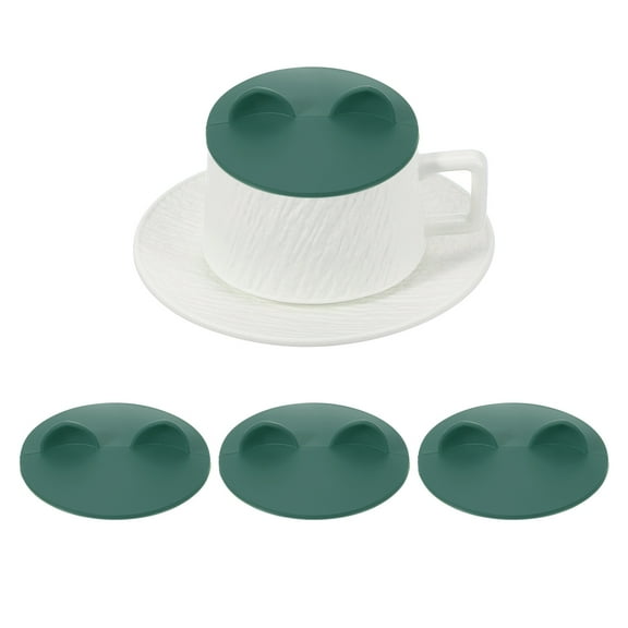 3Pcs Silicone Cup Lids, 4.1 Inch Cat Ear Universal Cup Lids for Mugs, Tea Cups, Coffee Cups, Dust-proof Reusable, Green