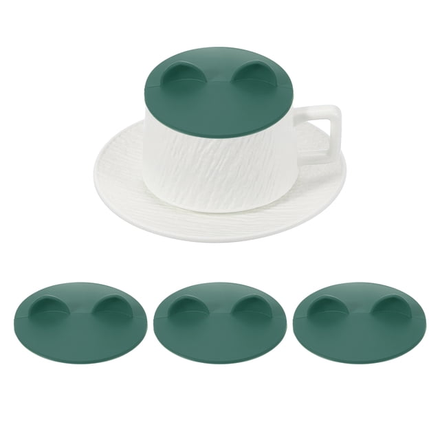 3Pcs Tapas de Silicona para Tazas, Tapas Universales de 4.1 Pulgadas con Forma de Orejas de Gato para Tazas, Tazas de Té, Tazas de Café, Reutilizables a Prueba de Polvo, Verdes