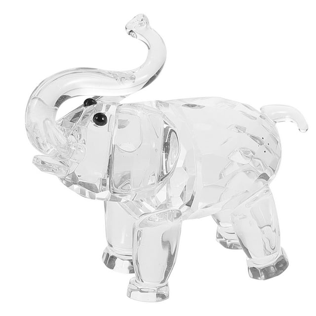 Homemaxs Glass Elephant Figurine Glass Elephant Statue Desktop Clear
