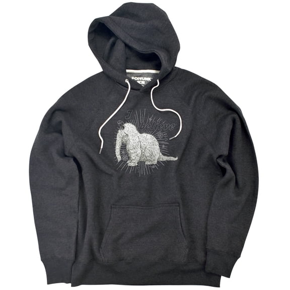 Sesame Street Snuffleupagus I Believe Unisex Adult Slim Fit Pull-Over Heather Hoodie, Charcoal, Small