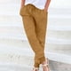 thumbnail image 1 of ICHUANYI Clearance Womens Solid Color Tapered Pants Cotton Linen Drawstring Elastic Waist Pants Casual Trousers With Pocket(Yellow, XXL) ICHUANYI WER2023081509823, 1 of 5