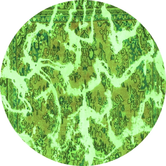 Ahgly Company Indoor Round Abstract Green Modern Area Rugs, 5' Round