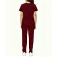 thumbnail image 5 of Scrubs Set for Women Nurse Uniform V-Neck Tops and Drawstring Jogger Pants with Pocket Nurse Workwear Wine M, 5 of 8