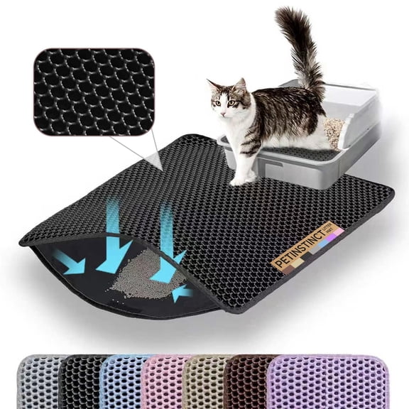 Petinstinct Cat Litter Mat, Double Layer Honeycomb Litter Box Mat