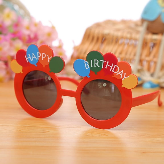 TAILTOSS Novelty Birthday Eyeglasses Party Glasses Red Plastic Round Lens for Girls Boys 1Pack