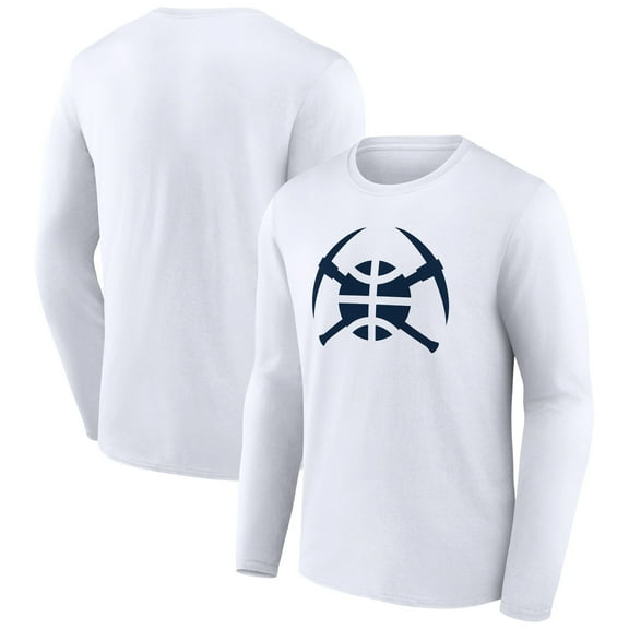 Men's White Denver Nuggets Alternate Logo Long Sleeve T-Shirt