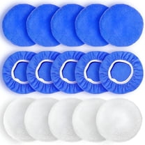 ZEPARO 5 to 6 Inch Car Polisher Pad Bonnet, 15Pcs Car Polishing Bonnet Buffing Pads, 10Microfiber 5Woollen