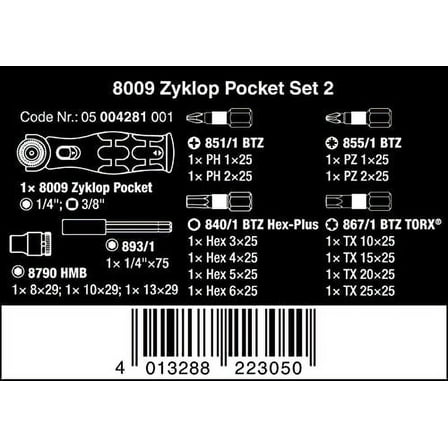 Wera 05004281001 8009 Zyklop Pocket Set 2, Ratchet set, 18 pieces