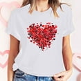 thumbnail image 2 of mihongmao Valentine Short Sleeve Tops for Women Short-sleeved Crew-neck Pullover Casual Valentine's Day White 2X, 2 of 7