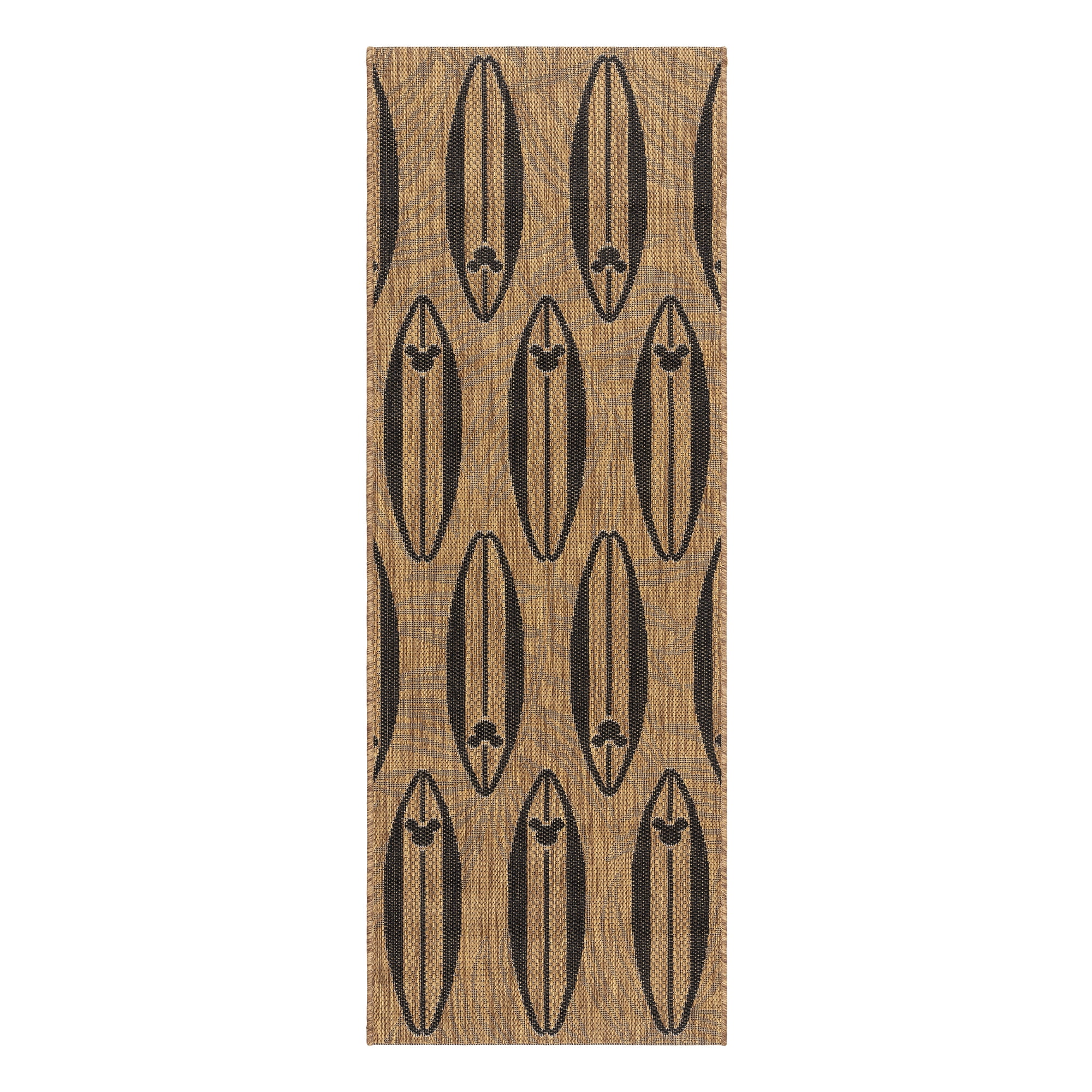 Disney Outdoor Surfboard Coastal Graphic Chestnut/Black Area Rug, 2x6 Runner