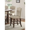 thumbnail image 2 of Classic Upholstered Cushion Chairs Set of 2, Counter Height Dining Chair with High Backrest, Wooden Legs and Footrest, Fabric Chair with Nailheads, Cream, 2 of 8