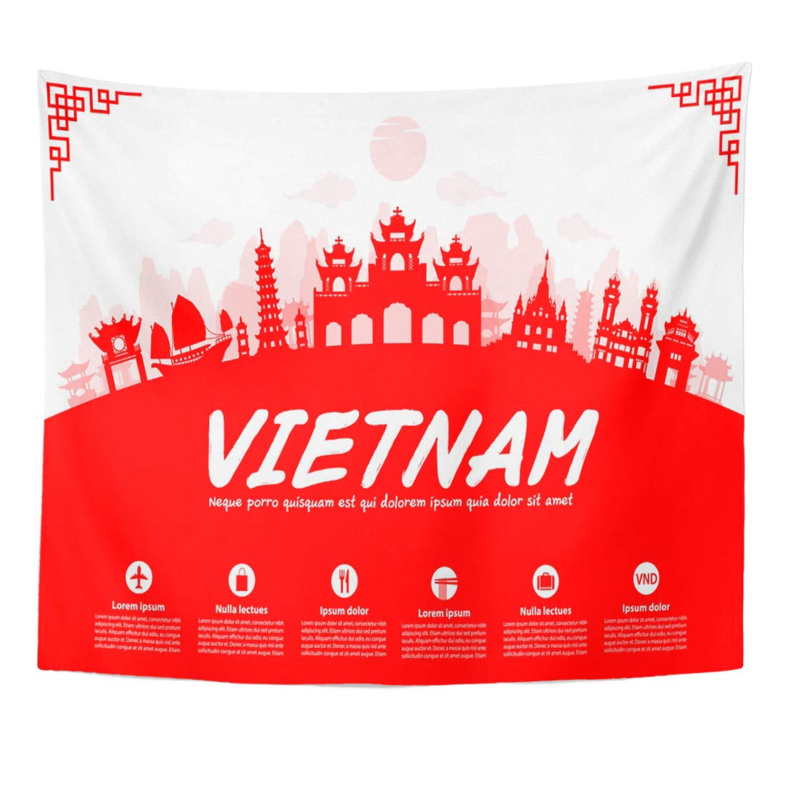 ZEALGNED Hanoi Red Vietnamese Vietnam Travel Landmarks and ...
